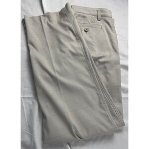FJ FootJoy Mens Plaid Golf Pants W34 L32 Beige Blue Straight Leg Performance